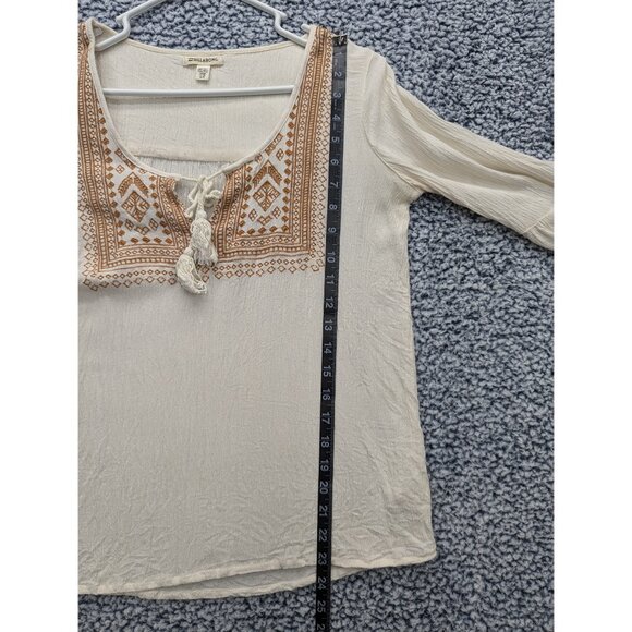 Billabong Boho Blouse Size S Fairy Cottagecore Peasant Western Bell Sleeve Cream - Picture 12 of 13